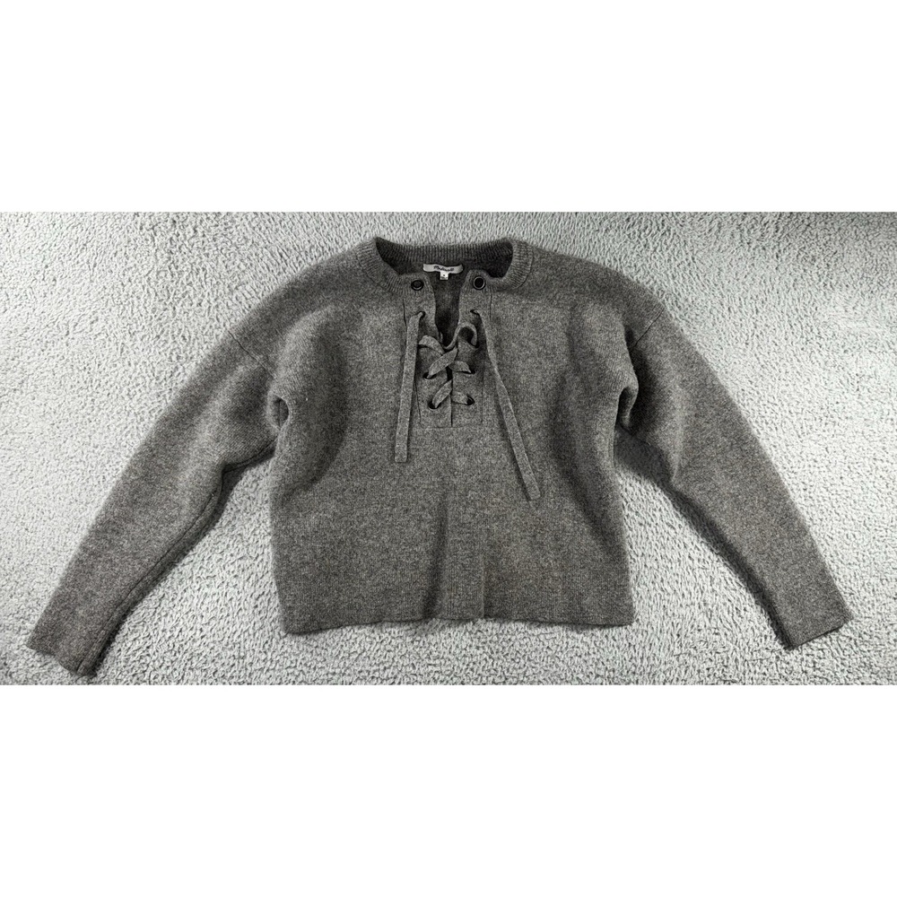 Madewell Merino Wool Lace Up Sweater Women Medium Pullover Long Sleeve Y2K